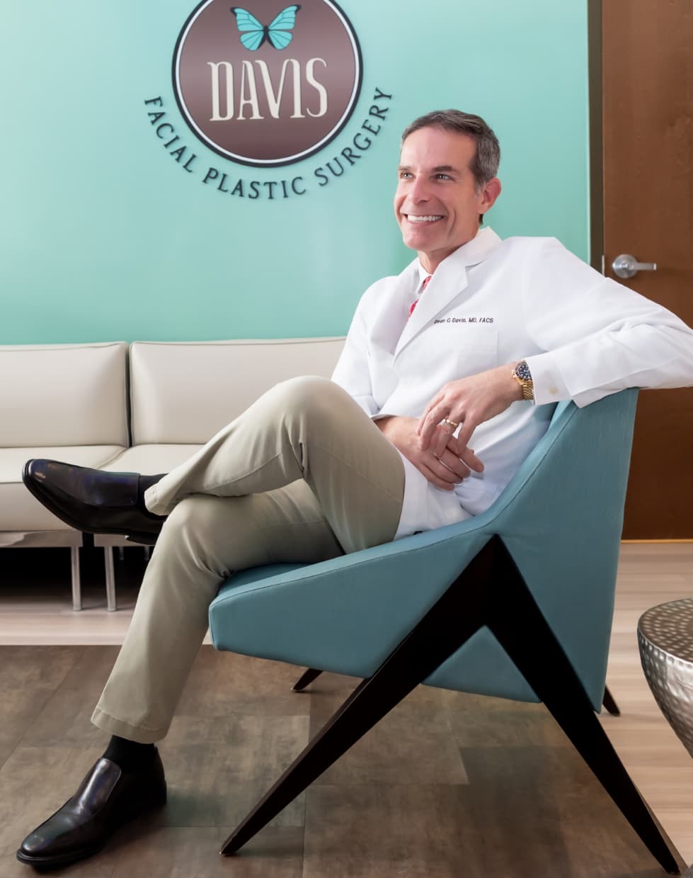Dr. Davis lounging in his chair