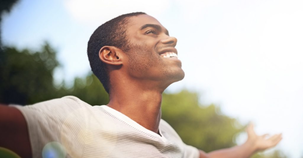 Man embracing outdoors