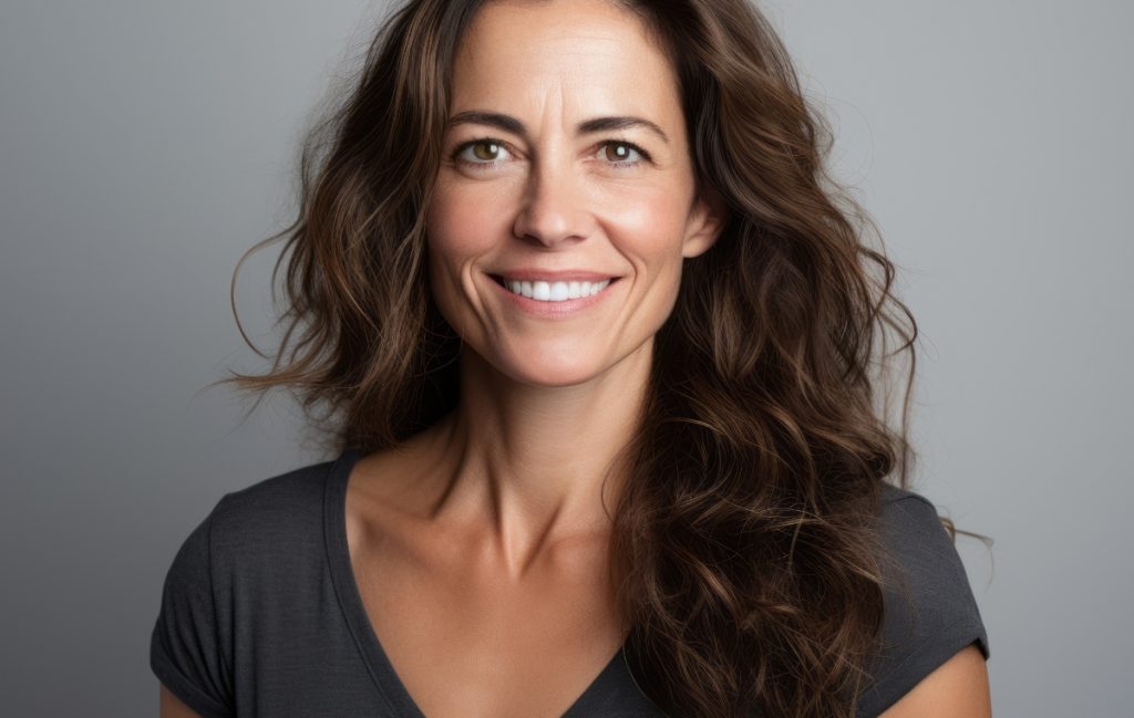 Woman in grey t-shirt