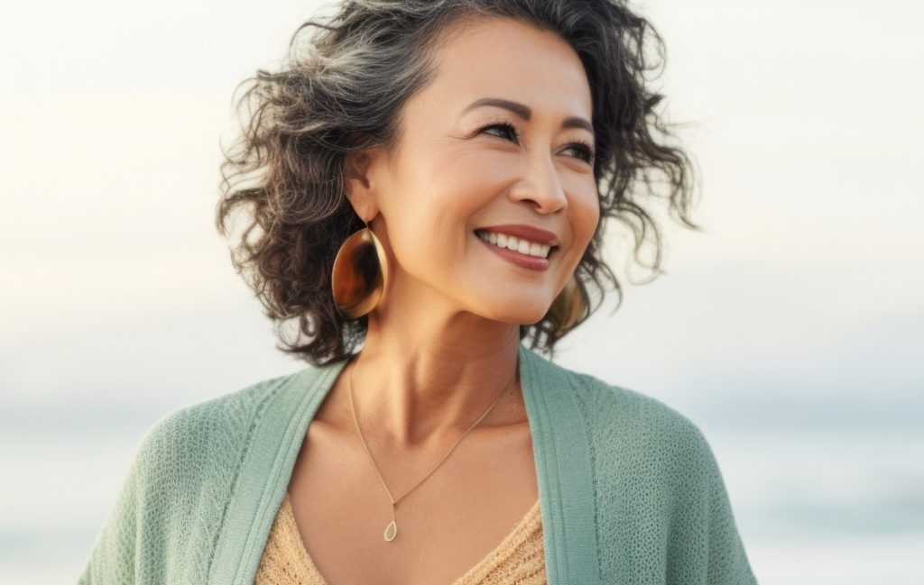 woman wearing hoop earrings