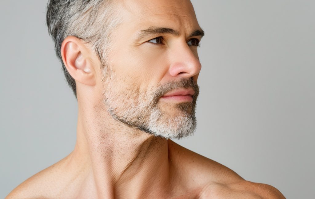 Stoic man peering into the distance